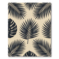 Minimalist Black Tropical Leaves on Beige Rug