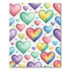 Watercolor Rainbow Hearts Scattered Array Rug