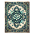Deep Teal Floral Medallion Intricate Border Rug
