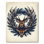 Rustic Woodland Fawn Pine Antler Illustration Rug