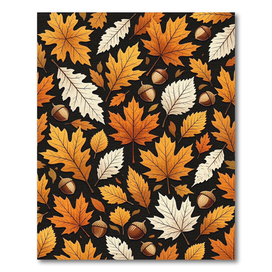 Autumn Harvest Leaves and Acorns Rug