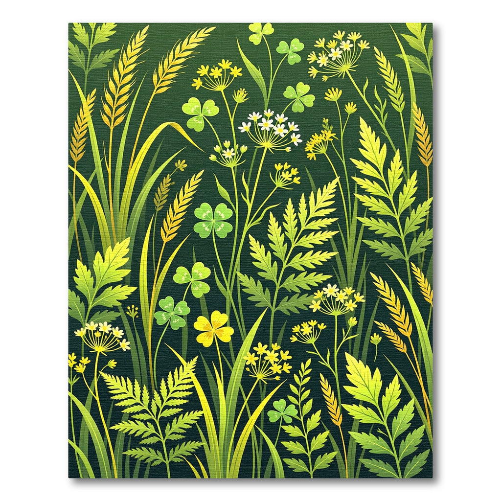 Lush Green Meadow Botanical Clover Rug