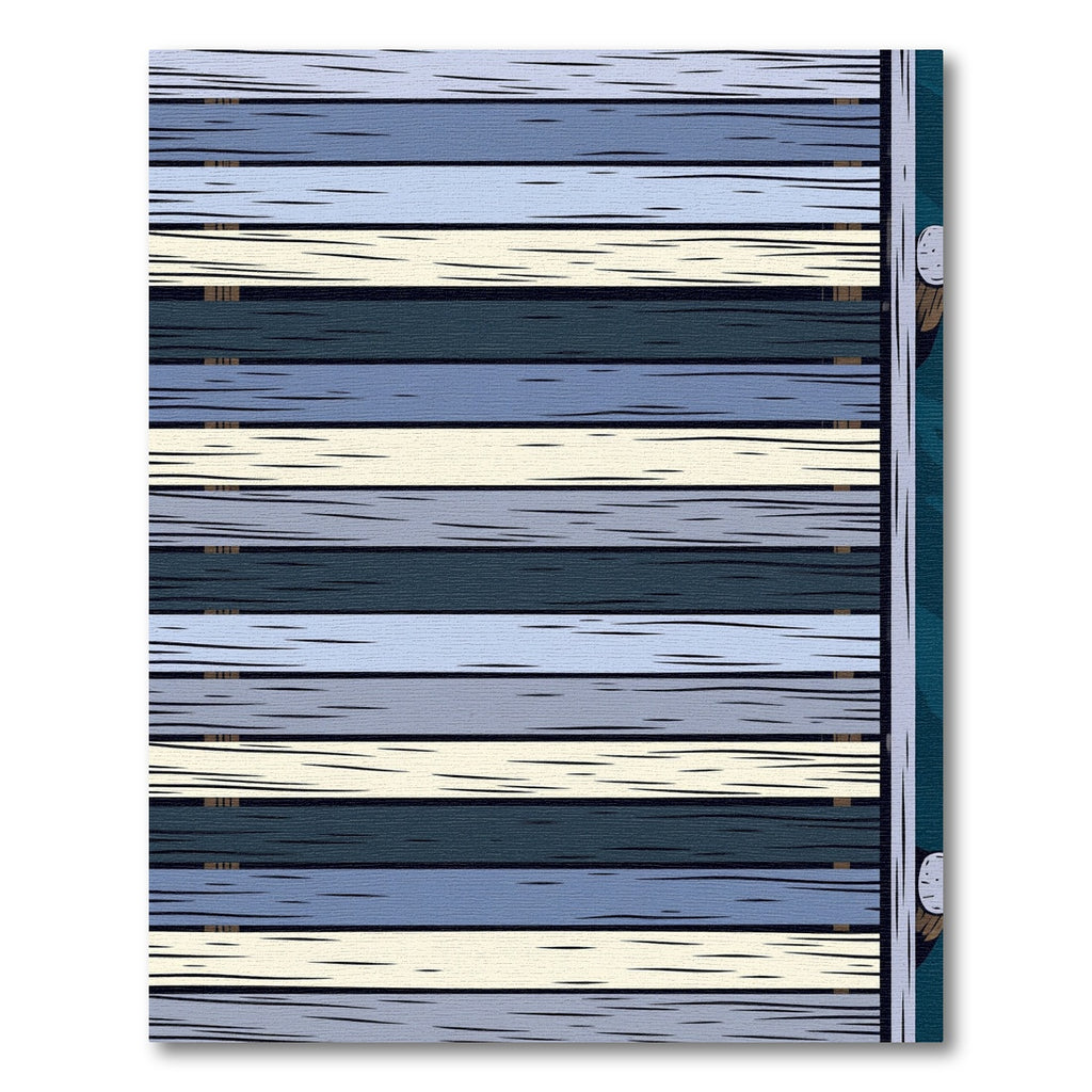 Minimalist Blue and Cream Horizontal Stripe Rug
