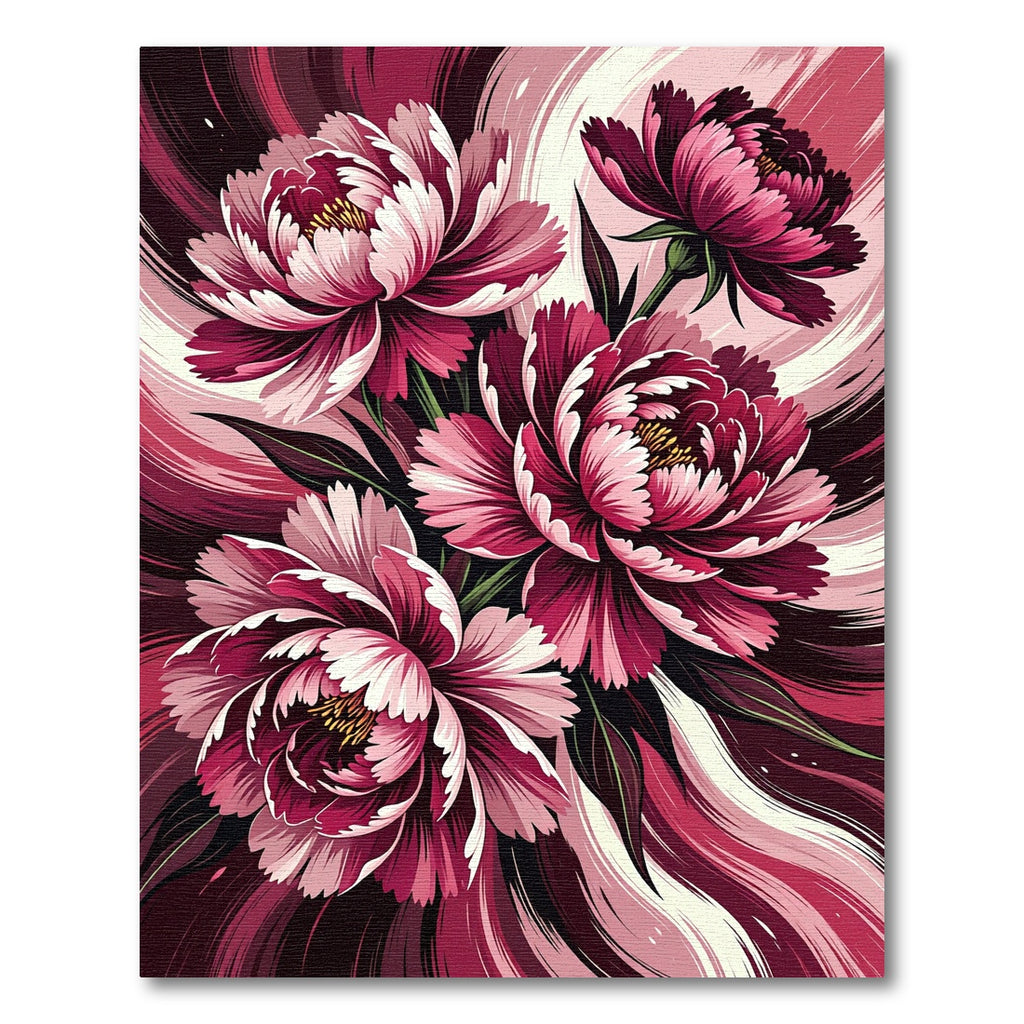 Crimson Pink Peony Floral Burst Rug