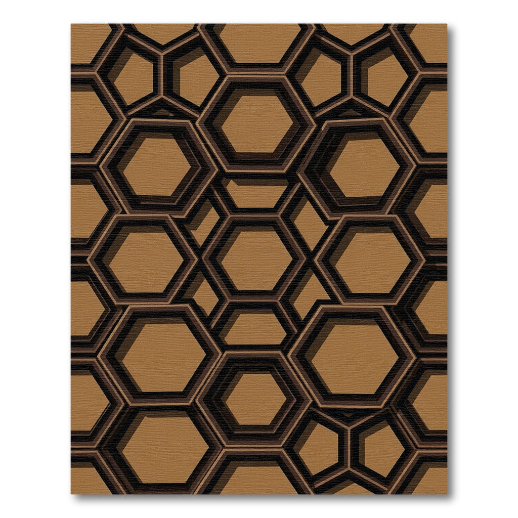 Modern Burnt Orange Geometric Hexagon Rug