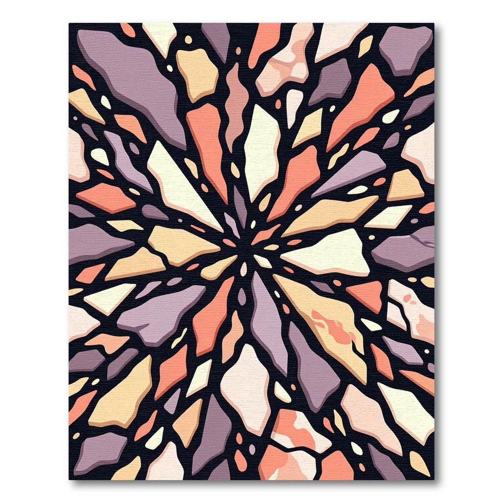 Abstract Shattered Shapes Terracotta Coral Cream Rug