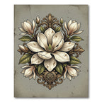 Vintage Magnolia Floral Ornate Medallion Rug