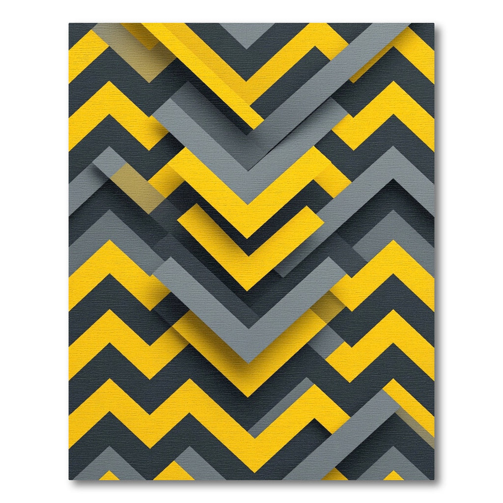 Modern Yellow and Charcoal Geometric Chevron Rug