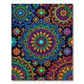 Vibrant Neon Geometric Mandala Art Rug