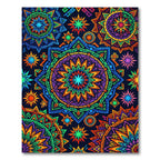 Vibrant Neon Geometric Mandala Art Rug