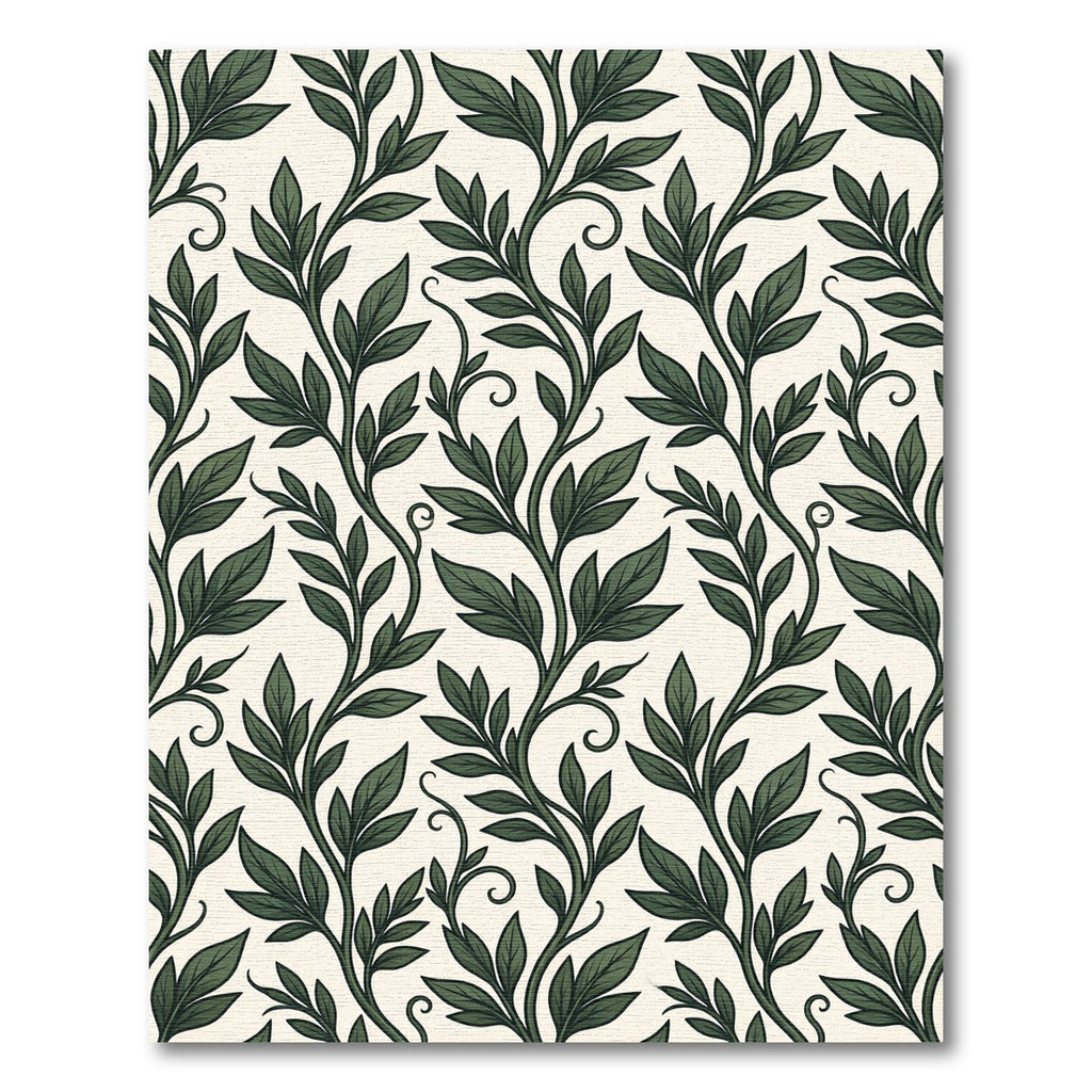 Deep Forest Green Vine Swirls Rug