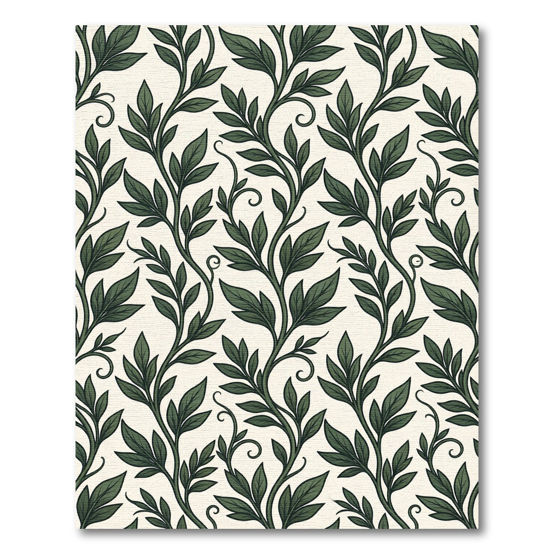 Deep Forest Green Vine Swirls Rug