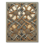 Intricate Golden Blue Interwoven Knot Rug