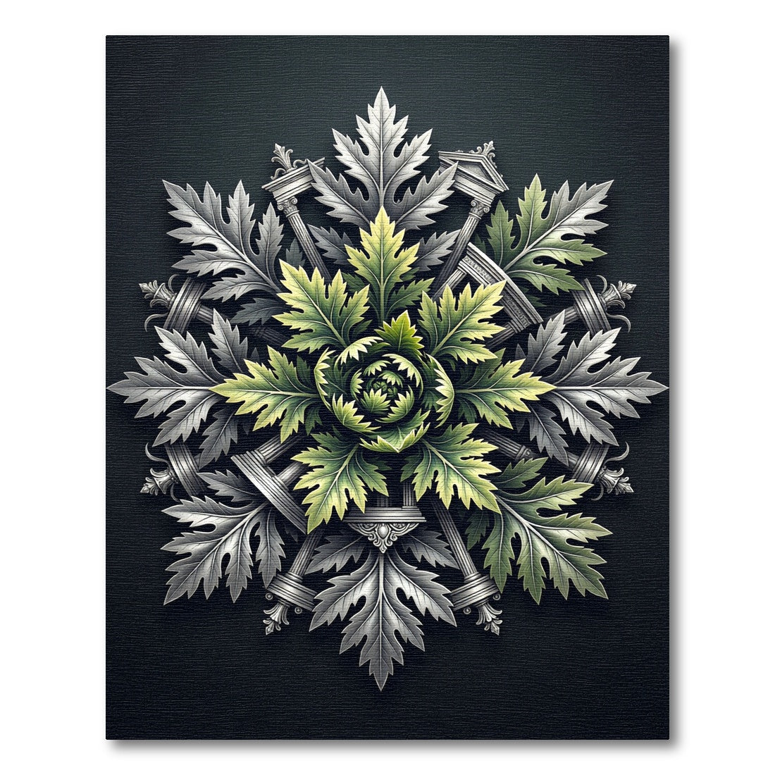 Silver and Sage Architectural Acanthus Mandala Rug