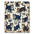 Whimsical Hand Drawn Tabby Cat Illustration Rug