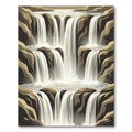 Cascading Neutral Cascade Cliff Waterfall Art Rug