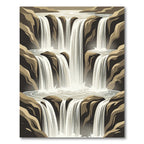 Cascading Neutral Cascade Cliff Waterfall Art Rug