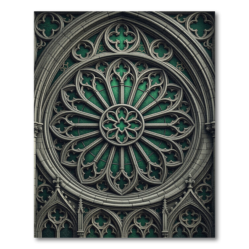 Gothic Emerald Radiant Rose Window Rug