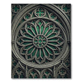 Gothic Emerald Radiant Rose Window Rug