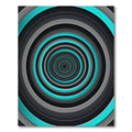 Cyan and Charcoal Concentric Circular Tunnel Rug