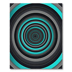 Cyan and Charcoal Concentric Circular Tunnel Rug