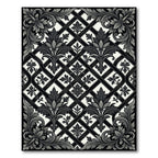 Monochromatic Floral Lattice Accents Rug