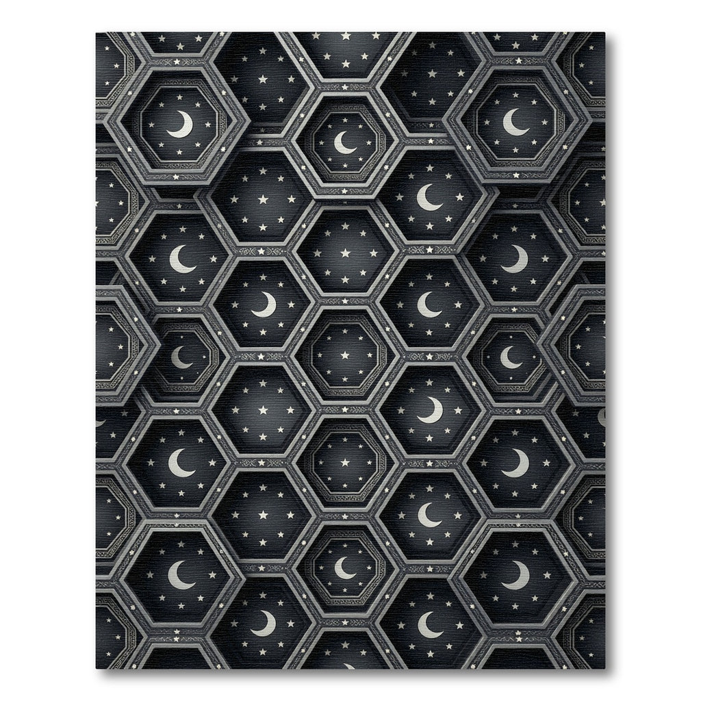 Dark Hexagonal Moon Starscape Rug