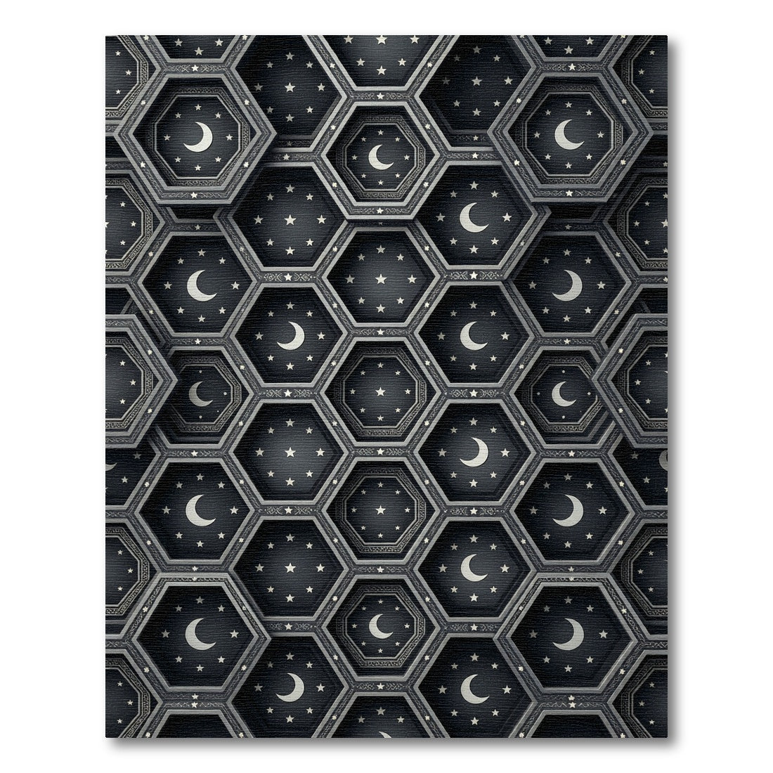 Dark Hexagonal Moon Starscape Rug