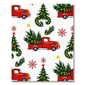 Red Vintage Truck Christmas Tree Snowflakes Rug