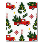 Red Vintage Truck Christmas Tree Snowflakes Rug