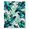 Aqua Teal Splatter Brush Stroke Rug