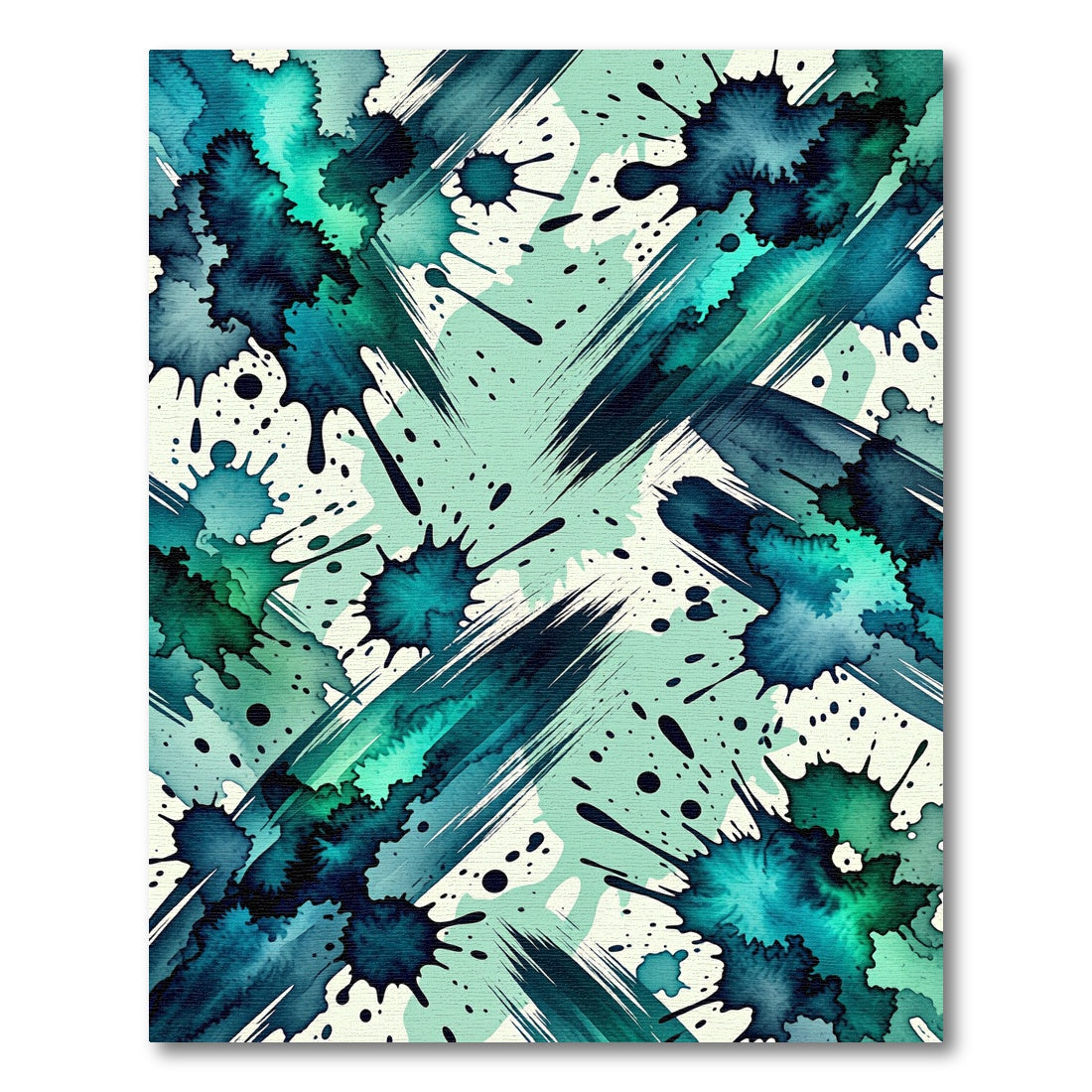 Aqua Teal Splatter Brush Stroke Rug