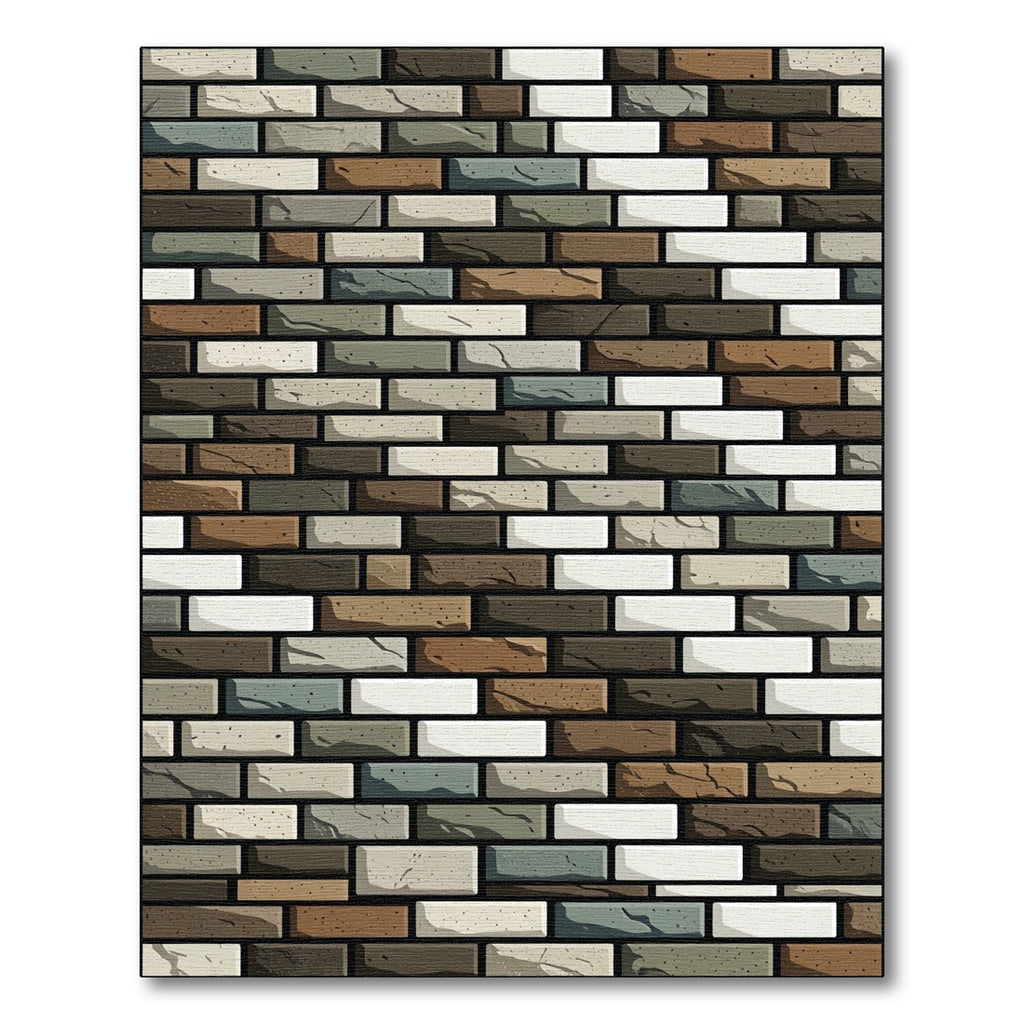 Modern Earthy Tone Brick Wall Texture Rug
