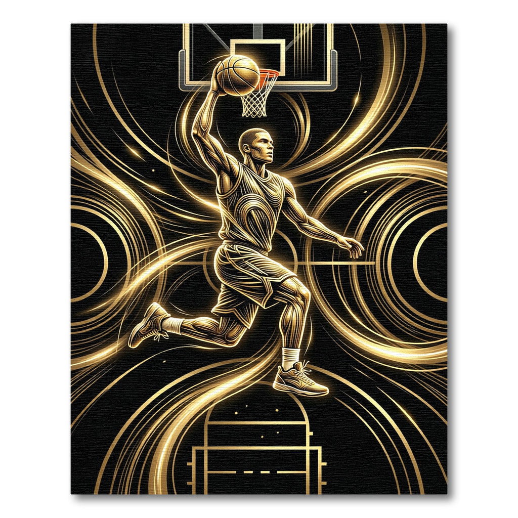 Golden Basketball Athlete Abstract Motion Rug