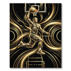Golden Basketball Athlete Abstract Motion Rug