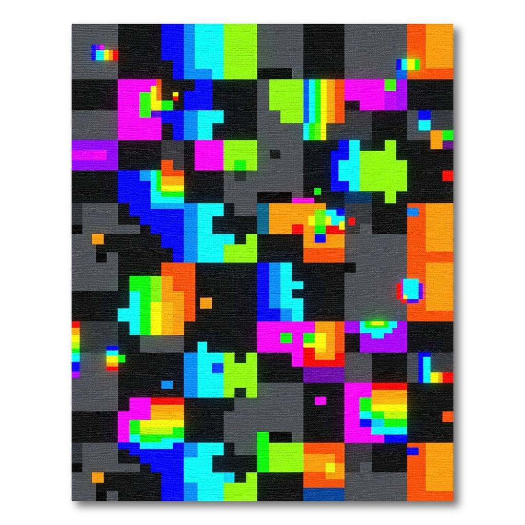 Vibrant Neon Pixelated Abstract Grid Rug