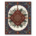 Ornate Crimson Floral Medallion Art Rug