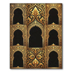 Ornate Golden Arabesque Archway Frame Rug