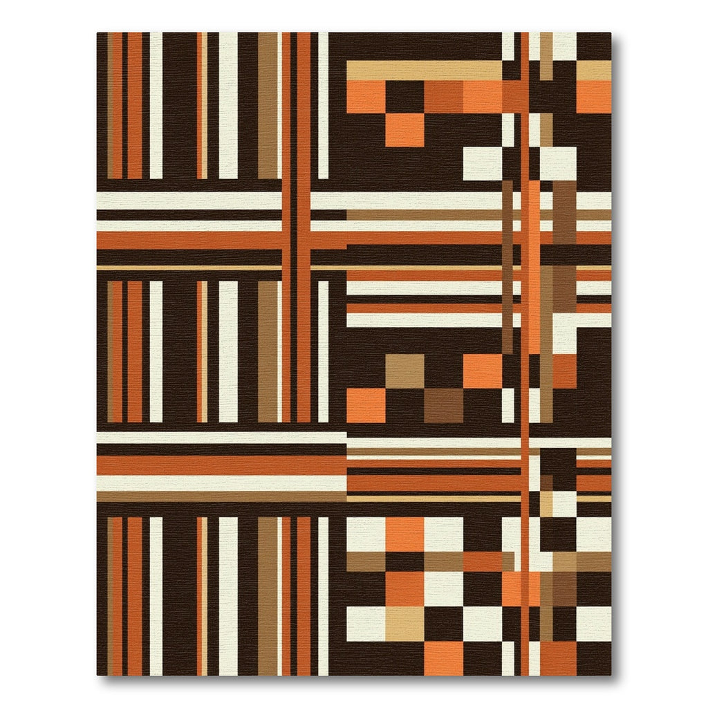 Earthy Geometric Block Striped Accent Rug