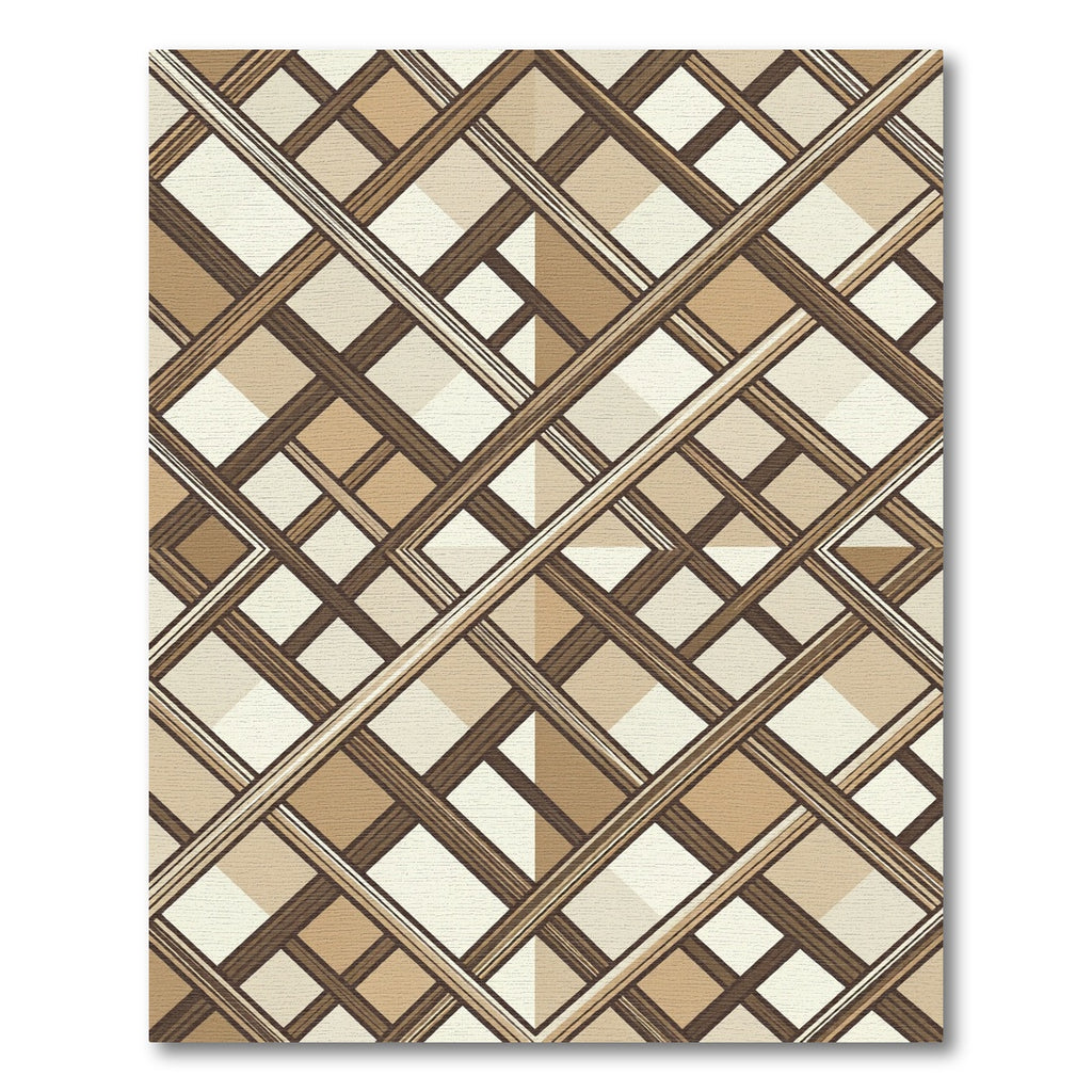 Sophisticated Beige Lattice Grid Check Rug