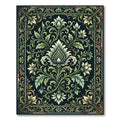 Elegant Sage Botanical Damask Scroll Rug