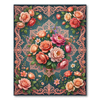 Elegant Rose Floral Lace Medallion Rug