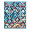 Blue and Coral Geometric Lattice Rug