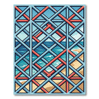 Blue and Coral Geometric Lattice Rug
