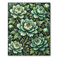 Lush Green Peony Floral Swirl Rug