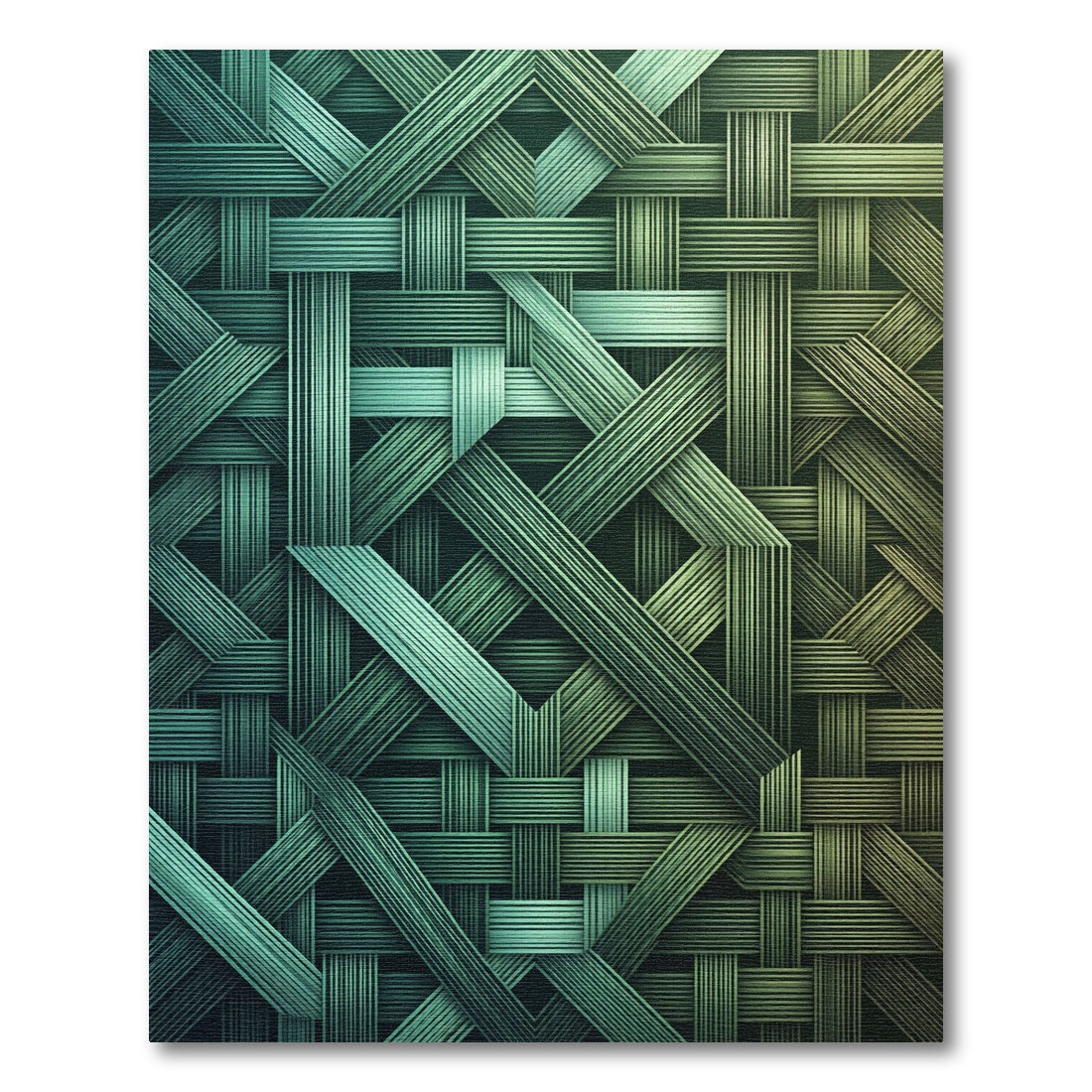 Teal Green Woven Interlocking Ribbons Rug