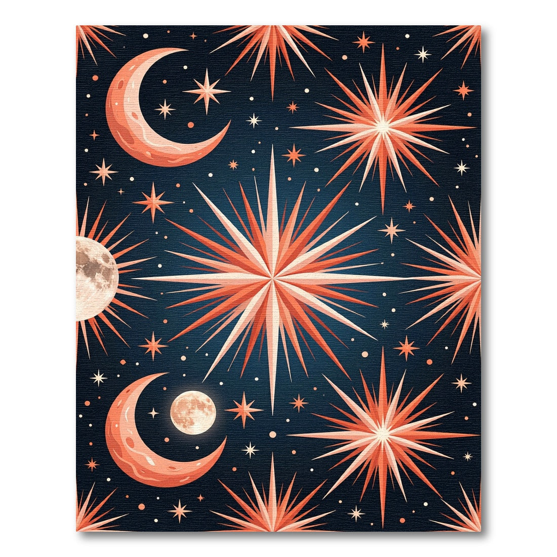 Celestial Orange Moon Starry Night Rug