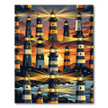 Glowing Golden Sunset Lighthouse Scenic Rug