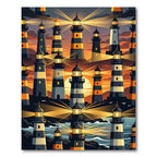 Glowing Golden Sunset Lighthouse Scenic Rug