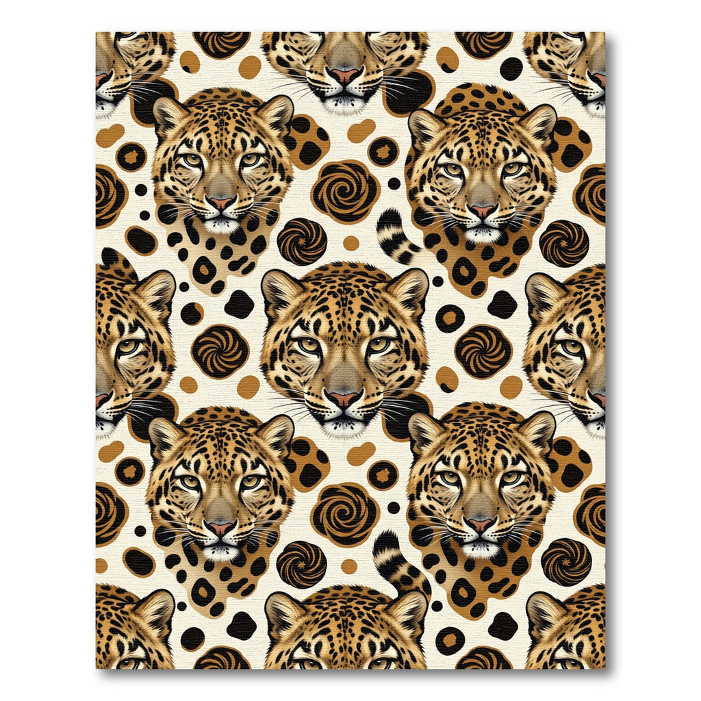 Wild Leopard Portrait Tan Swirl Rug